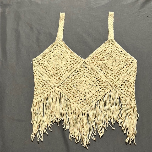 Pinky Cream V-Neck Sleeveless Cropped Camisole - Picture 1 of 4